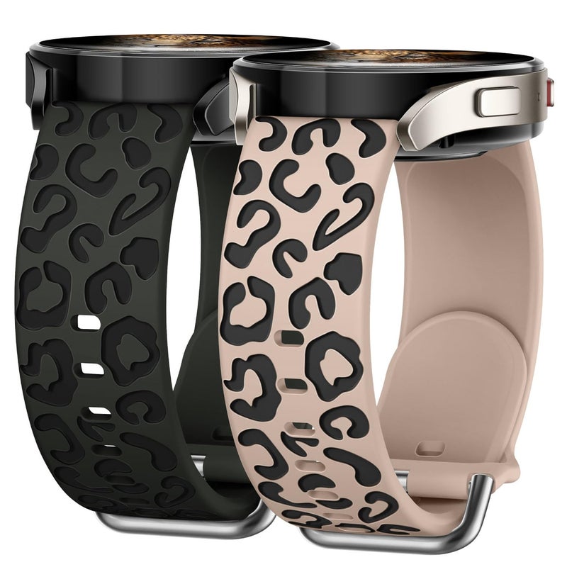 Knossen Leopard Engraved Band Compatible for Samsung Galaxy Watch 7, FE, 6, 5, 4 40mm 44mm, Soft Silicone Replacement Wristband for Galaxy Watch 6 Classic, 4 Classic, 5 Pro, 2-PACK - Image 1