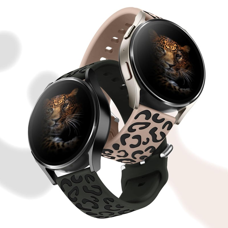 Knossen Leopard Engraved Band Compatible for Samsung Galaxy Watch 7, FE, 6, 5, 4 40mm 44mm, Soft Silicone Replacement Wristband for Galaxy Watch 6 Classic, 4 Classic, 5 Pro, 2-PACK - Image 3