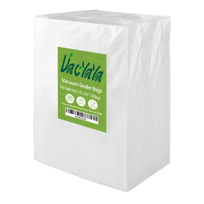 VacYaYa 100 Plus Gallon 4mil 115 x 185 Thick Vacuum Sealer Freezer Storage Machine Bags for FoodVac Seal a Meal Bags with BPA Free and Commercial Grade Sous Vide Vaccume Seal Safe PreCut Bag