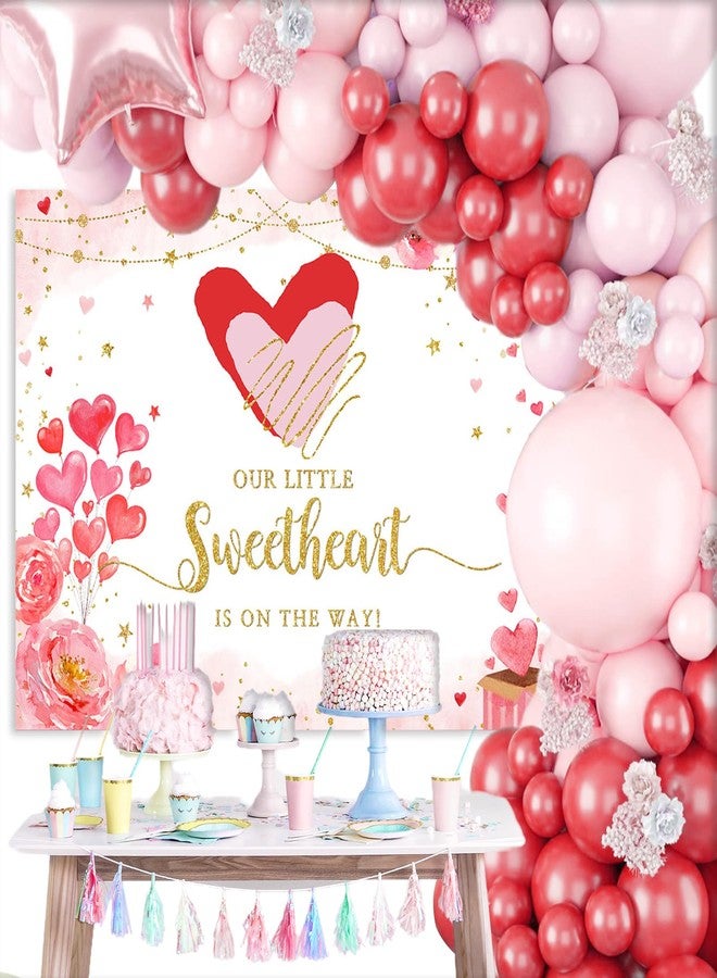 Mocsicka Valentine's Day Baby Shower Bakcdrop Valentine's Day Theme Baby Shower Decorations Background Little Sweetheart is on The Way Photography Background (7x5ft) - Image 4