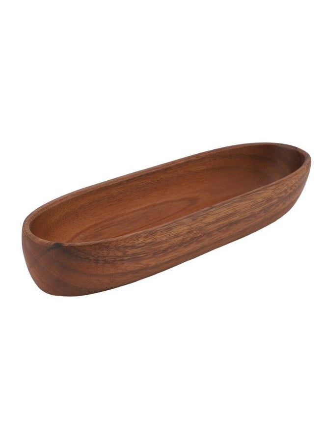 Thoraya - Wooden Salad Bowl Multipurpose Large Capacity Wooden Boat Shaped Bowl for Food Bread Fruits Snack Dessert 30x8.5x4.5cm / 11.8x3.3x1.8in - Image 1