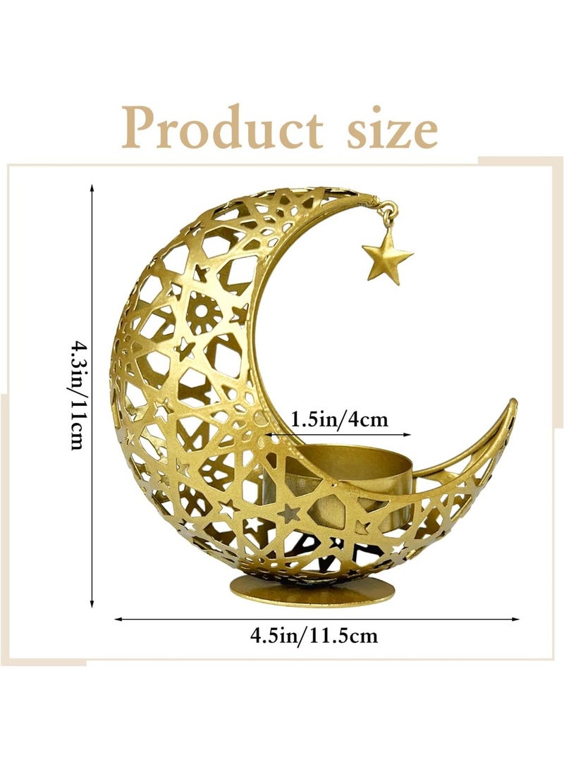 تشيلور حامل شموع على شكل قمر لعيد الفطر المبارك، حامل شموع صغير على شكل قمر، حامل شموع صغير أسود، زينة رمضانية لعيد الفطر، غرفة المعيشة، عيد الميلاد، المكتب المنزلي، حفلات الزفاف، ديكور طاولة القهوة. - Image 2