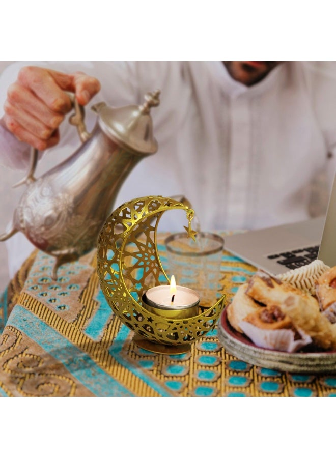تشيلور حامل شموع على شكل قمر لعيد الفطر المبارك، حامل شموع صغير على شكل قمر، حامل شموع صغير أسود، زينة رمضانية لعيد الفطر، غرفة المعيشة، عيد الميلاد، المكتب المنزلي، حفلات الزفاف، ديكور طاولة القهوة. - Image 3