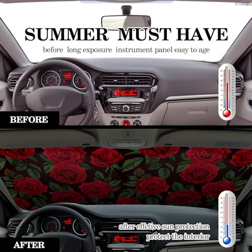 Woanger Windshield Sun Shade Foldable Car Front Window Covers for Car Accessories Sun Heat UV Rays Visor Protector Protection for Universal Cars SUV Truck (Rose) - Image 4