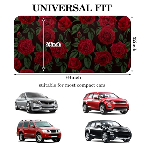 Woanger Windshield Sun Shade Foldable Car Front Window Covers for Car Accessories Sun Heat UV Rays Visor Protector Protection for Universal Cars SUV Truck (Rose) - Image 3