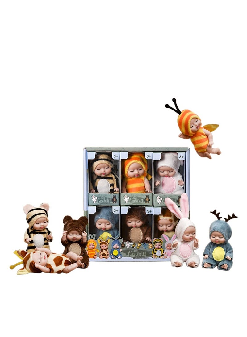 SOLARAE Mini Reborn Dolls Set - 6 Lifelike Sleeping Baby Dolls, Safe Non-Toxic Material, Perfect Birthday Gift for Kids and Girls, Ideal for Playtime and Collecting. - Image 1