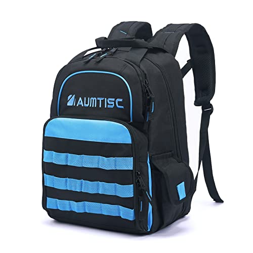 AUMTISC Tool Bag Backpack for Men, Heavy-Duty Tools Storage Organizer Work Bags Backpack for Construction Jobsite, Electrician, Industrial, Repairman, and HVAC Techs, Blue - Image 1