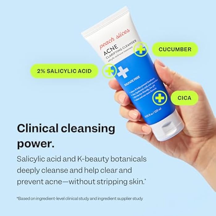 Peach Slices - Acne Clarifying Cleanser (4.05 oz) - 2% Salicylic Acid Acne Treatment - Clear & Prevent Breakouts, Hydrate - Cucumber, Cica, Acerola - Vegan, Cruelty Free, Korean Skin Care & Beauty - Image 3