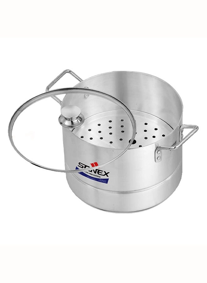 SONEX Royal Steamer 30 cm – Premium Aluminium with Glass Lid, Healthy & Efficient Cooking, Durable Ergonomic Handles, Even Heat Distribution, Dishwasher Safe,Perfect for Vegetables, Seafood, Dumplings - Image 2
