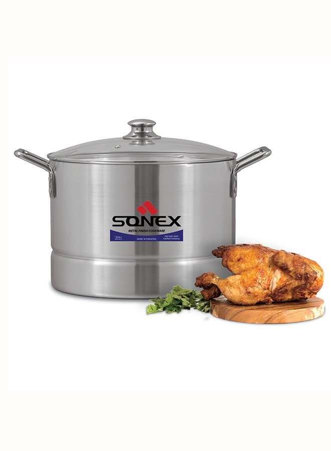 SONEX Royal Steamer 30 cm – Premium Aluminium with Glass Lid, Healthy & Efficient Cooking, Durable Ergonomic Handles, Even Heat Distribution, Dishwasher Safe,Perfect for Vegetables, Seafood, Dumplings - Image 3