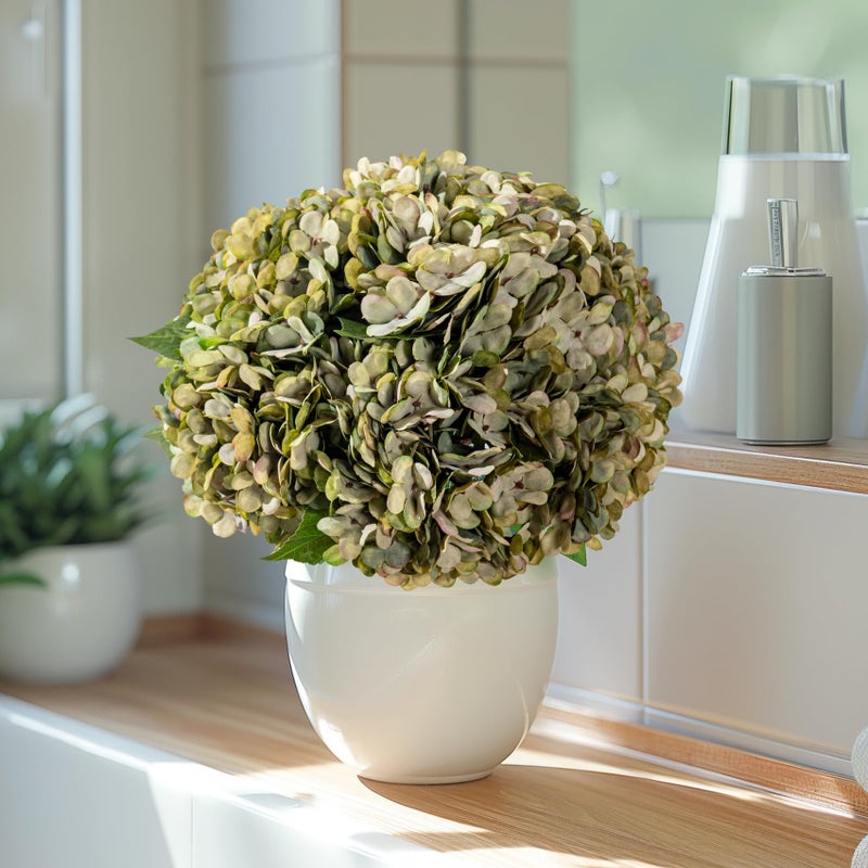 Bailikang 10PCS Fake Hydrangea Artificial Flowers Hydrangea Bouquet for Home Wedding Bridal Bouquet Office Party Table Centerpiece DIY Floral Decor (Autumn Green) - Image 5