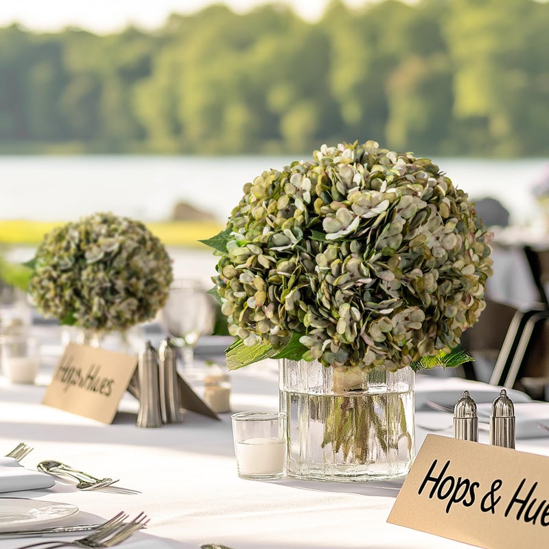 Bailikang 10PCS Fake Hydrangea Artificial Flowers Hydrangea Bouquet for Home Wedding Bridal Bouquet Office Party Table Centerpiece DIY Floral Decor (Autumn Green) - Image 2