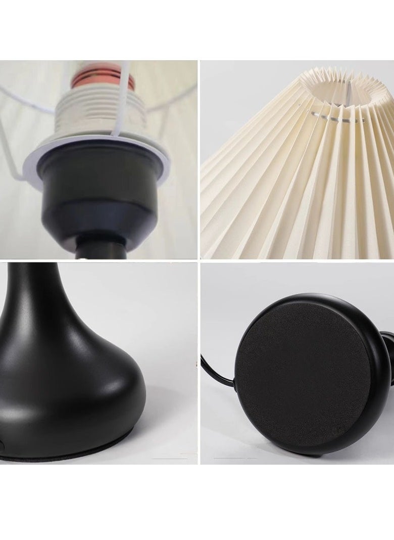 Najwa Table Lamp with Pleated lampshade, Bedside Lamp Vintage American Lamp Decoration in The Master Bedroom, White Fabric Shade Table Lamp  - Image 2
