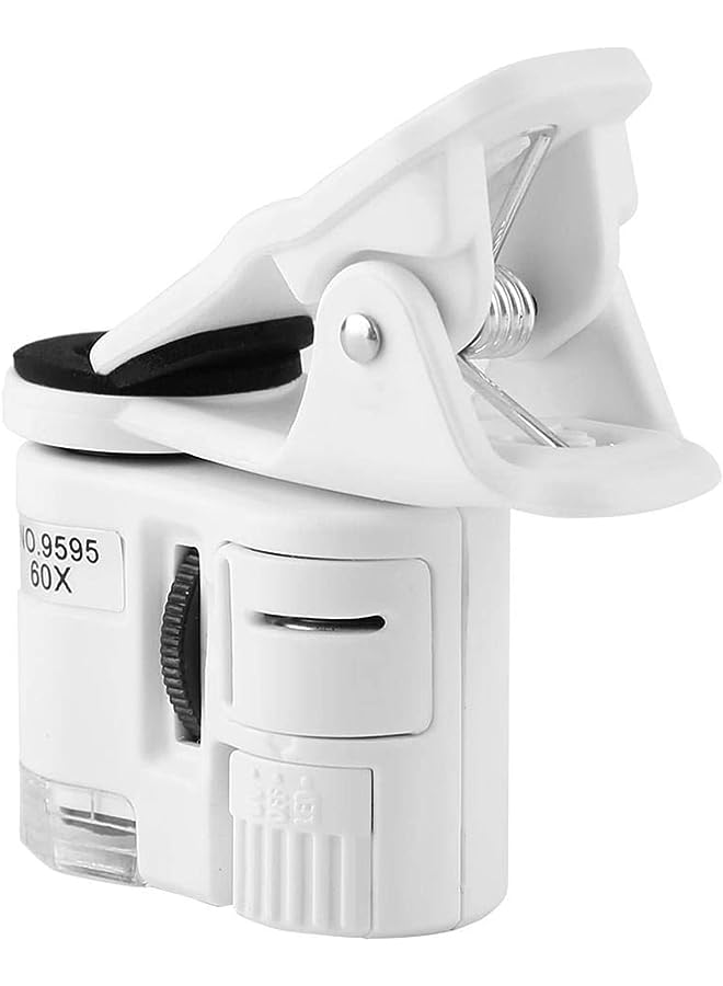 KASTWAVE Phone Microscope 60X Universal Portable Clip On Microscope With Led Uv Lights Jeweler Loupe For Biological Jewelry Coins Currency Stamps Antiques Smart Phones And Tablets - Image 1