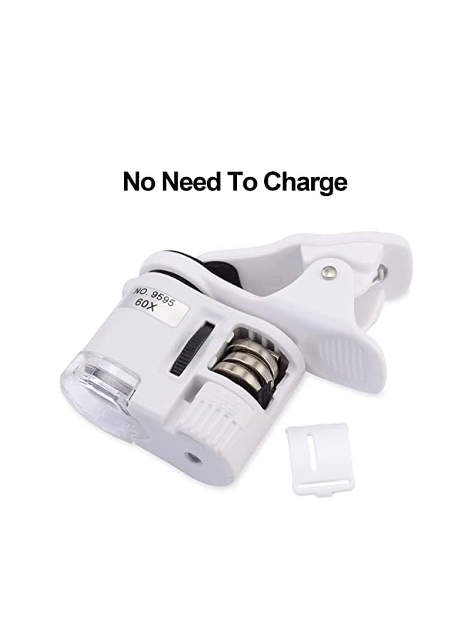 KASTWAVE Phone Microscope 60X Universal Portable Clip On Microscope With Led Uv Lights Jeweler Loupe For Biological Jewelry Coins Currency Stamps Antiques Smart Phones And Tablets - Image 4