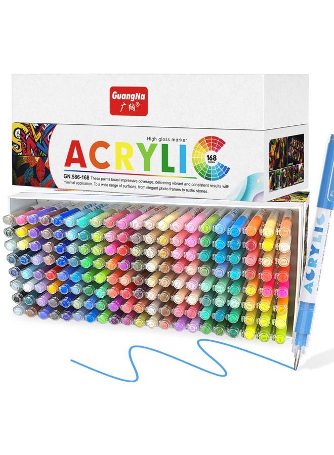 GuangNa 168 Color High Gloss Acrylic Paint Markers – 168 Vibrant Colors, Quick Dry Waterproof Ink, Smudge-Proof & No Bleeding, Ideal for Rock, Glass, Wood, Fabric, Ceramic, and DIY Craft Projects - Image 1