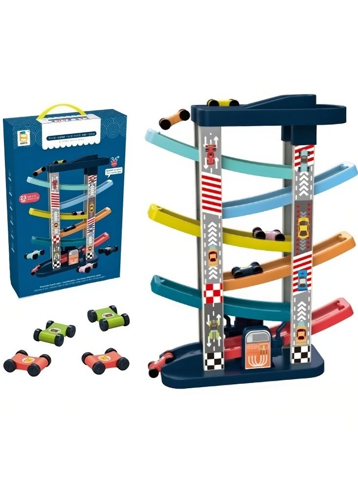 Skills Montessori Building Toys for Toddler, Early Education Racing Zig Zag Car Slide Interactive, Race Track Car Ramp Racer with 6 Plastic Ramps and Mini Racing Cars Great Gift for Boys and Girls  - Image 1
