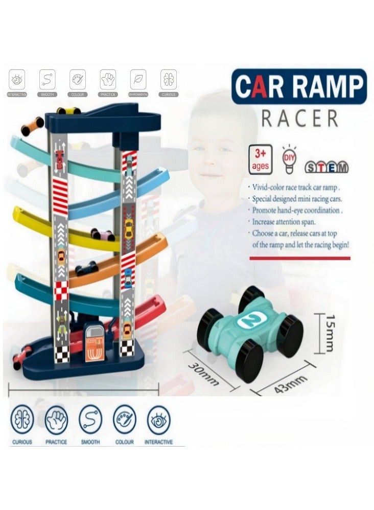 Skills Montessori Building Toys for Toddler, Early Education Racing Zig Zag Car Slide Interactive, Race Track Car Ramp Racer with 6 Plastic Ramps and Mini Racing Cars Great Gift for Boys and Girls  - Image 2