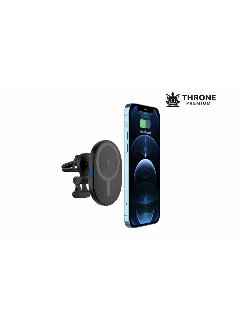 THRONE PREMIUM Magnetic Wireless Car Charger 15W Fast Charging Car Mount Holder for iPhone Samsung Air Vent - Image 1