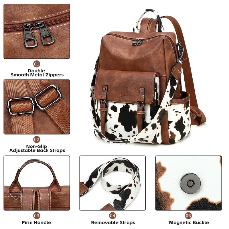 AGLOD Backpack Purse for Women PU Leather Back Packs Designer Ladies Shoulder Bag Fashion Faux Work Travel Handbags - Image 2