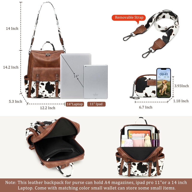 AGLOD Backpack Purse for Women PU Leather Back Packs Designer Ladies Shoulder Bag Fashion Faux Work Travel Handbags - Image 3
