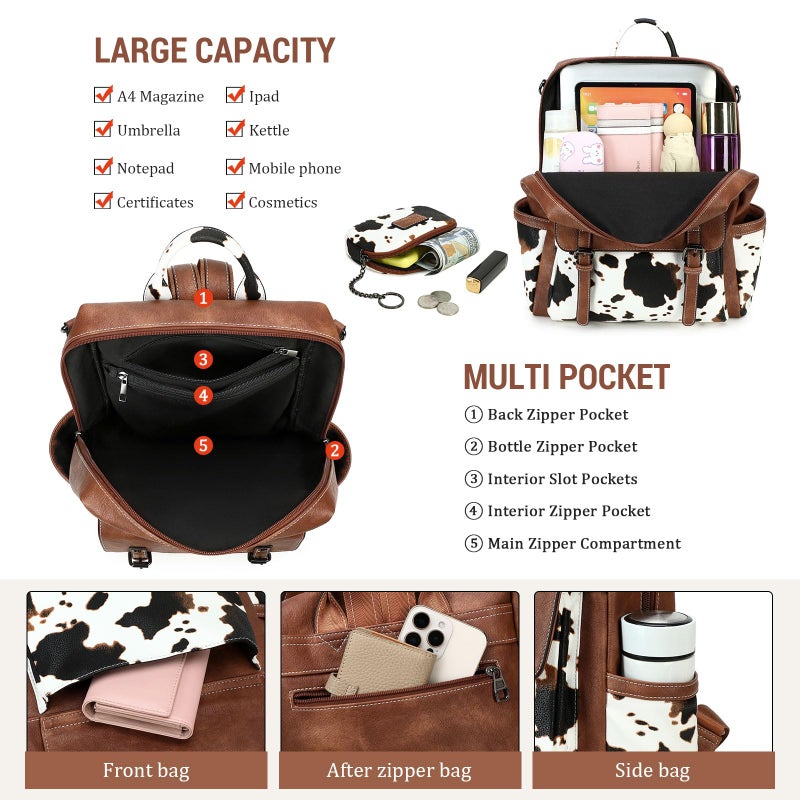 AGLOD Backpack Purse for Women PU Leather Back Packs Designer Ladies Shoulder Bag Fashion Faux Work Travel Handbags - Image 4