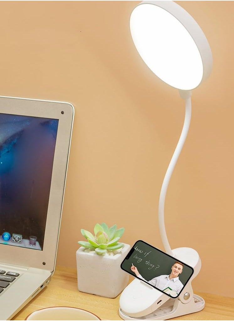 Abedi LED Desk Lamp, Reading Light with 3 Brightness, Rechargeable, Touch Control, Dimming, Eye-caring Table Lamp for Home Office Bed Kids Study Book, White  - Image 4