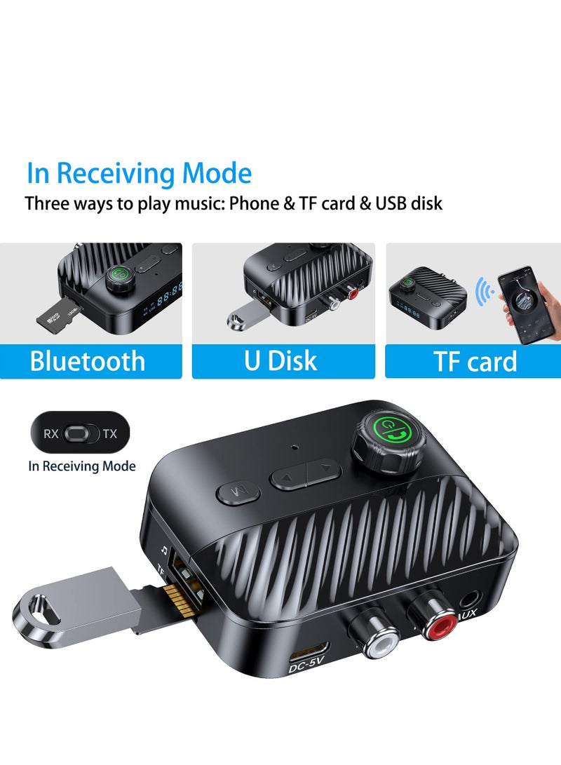 Bluetooth Transmitter Receiver, Bluetooth Transmitter Receiver with Display, V5.3 Bluetooth Receiver for Home Stereo/Headphones/Speakers/Home Theater/Tv/Low Latency - Image 3