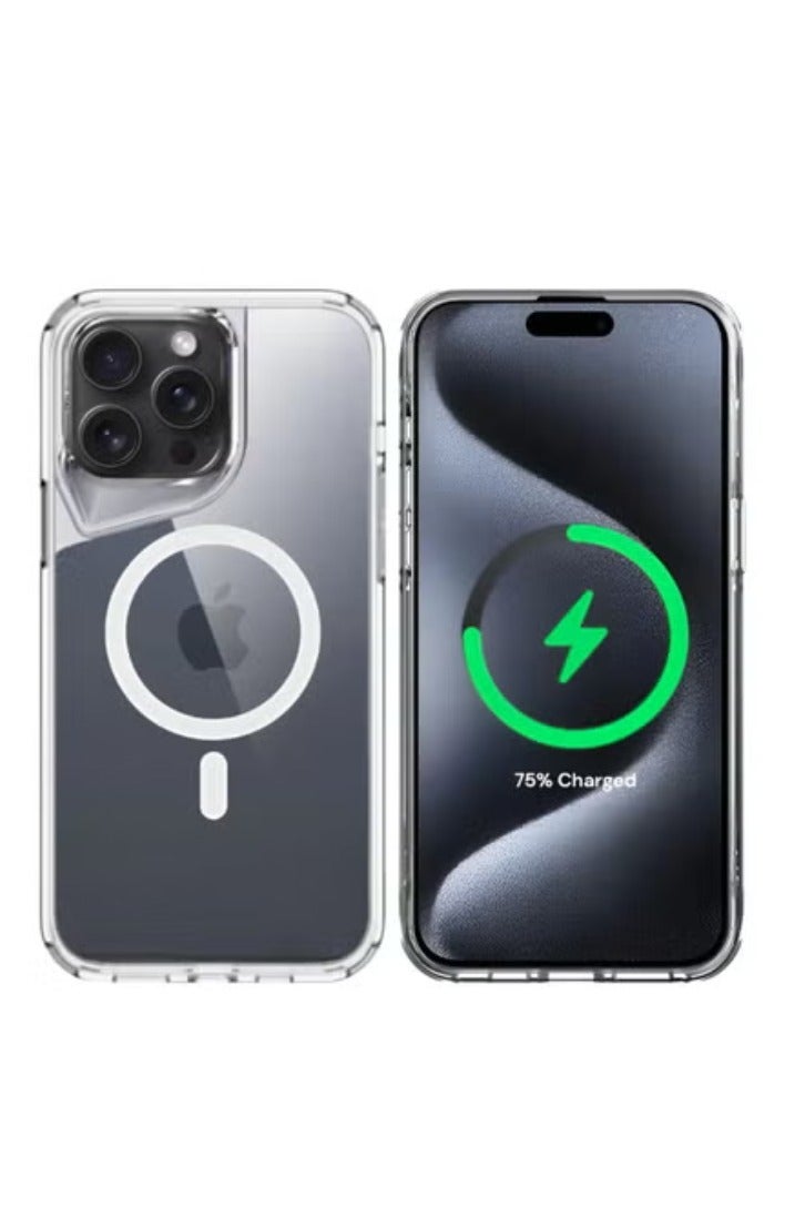 جيرفور جراب موبايل ايفون 12 برو ماكس (iPhone 12 Pro Max) مضاد للصدمات, غطاء حماية مغناطيسي مضاد للخدش يدعم الشحن اللاسلكي ماج سيف MageSafe, مصنوع من البولي يورثين الحراري عالي الجودة - شفاف - Image 2