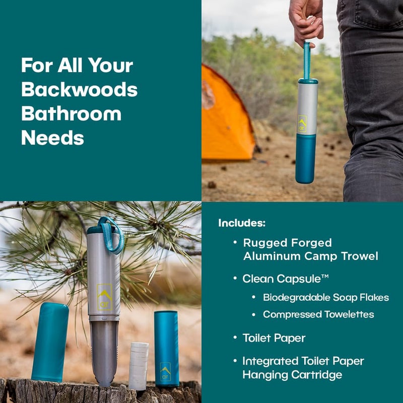 AR Adventure Ready Backpacking Trowel Toilet Kit - Includes Aluminum Camping Shovel, Toilet Paper, Packout Bags, Soap Flakes & Compressed Towelettes - Image 4