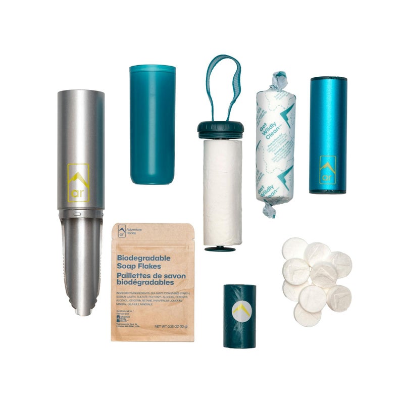AR Adventure Ready Backpacking Trowel Toilet Kit - Includes Aluminum Camping Shovel, Toilet Paper, Packout Bags, Soap Flakes & Compressed Towelettes - Image 1