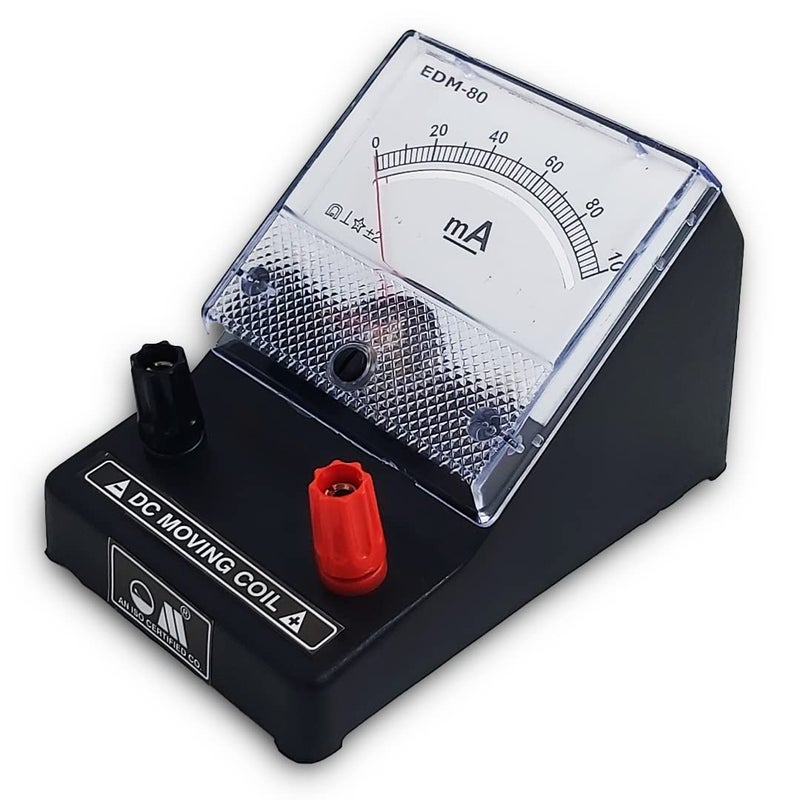 OM ® Meters EDM-80 Desk Stand Analog 0-10mA DC Milli Ammeter | Ampere Meter | Meter For Educational purpose | Black - Image 1