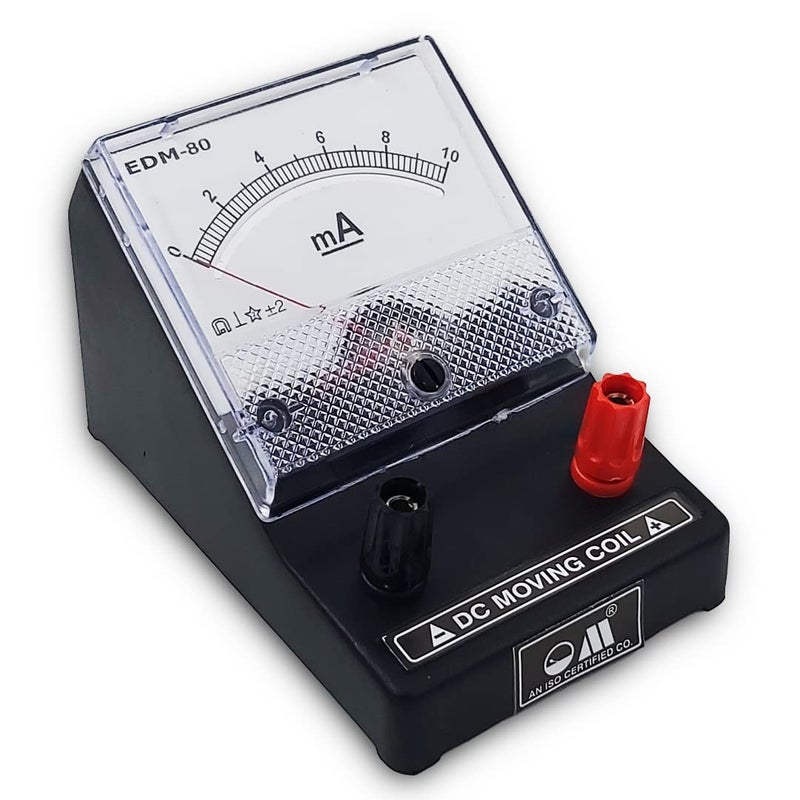 OM ® Meters EDM-80 Desk Stand Analog 0-10mA DC Milli Ammeter | Ampere Meter | Meter For Educational purpose | Black - Image 2