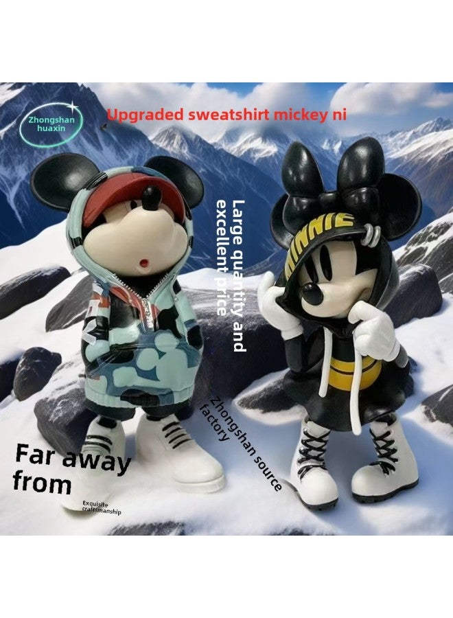 Mickey Mouse PVC Figure Trendy Cartoon Desktop Decoration Hoodie Magic Storm Wave Toy Gift For Teenagers Office Home Decor-Color:Pink Sweat Mickey Suit  - Image 2