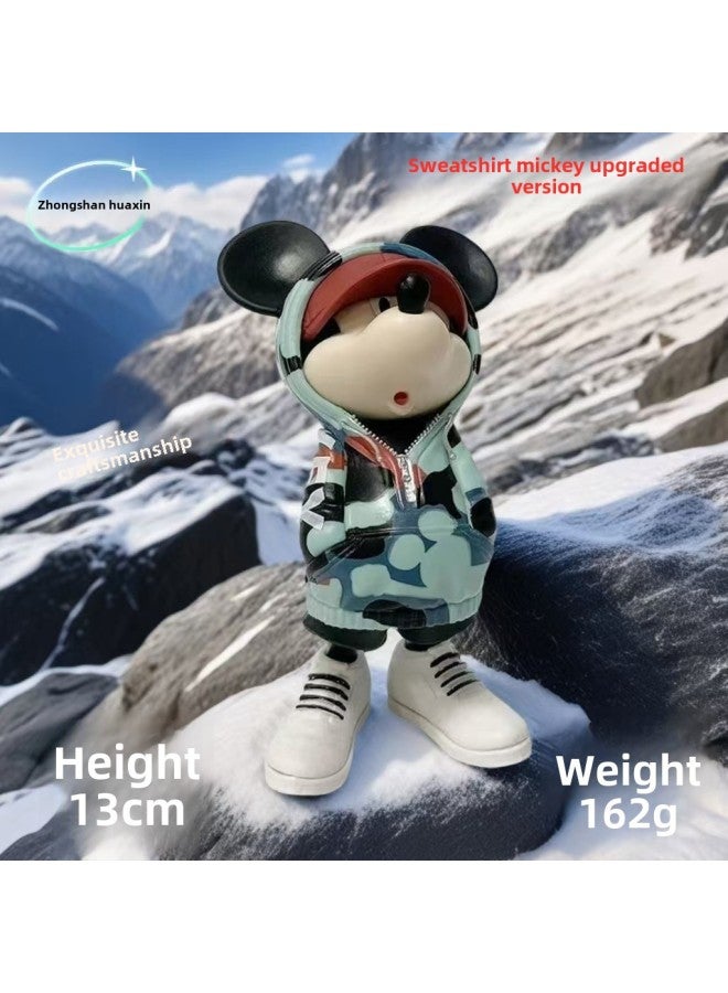 Mickey Mouse PVC Figure Trendy Cartoon Desktop Decoration Hoodie Magic Storm Wave Toy Gift For Teenagers Office Home Decor-Color:Pink Sweat Mickey Suit  - Image 3
