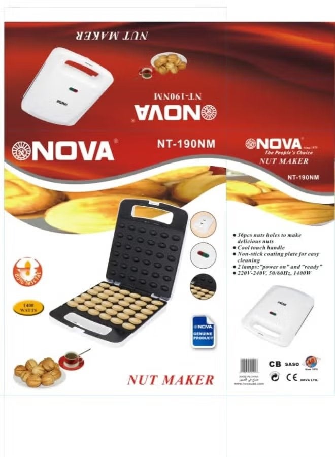 Nova صانع الدونات الكهربائية الصغيرة 12 تجويف لوحات غير لاصقة تحكم تلقائي في درجة الحرارة مقبض بارد قفل أمان آلة دونات مدمجة عمودية صانع وجبات خفيفة NT-199DMT - Image 1