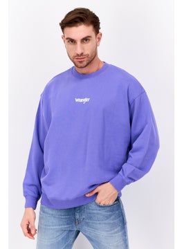 Wrangler Men Crew Neck Long Sleeve Brand Logo Sweatshirt, Purple  - Image 1