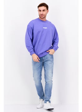 Wrangler Men Crew Neck Long Sleeve Brand Logo Sweatshirt, Purple  - Image 4