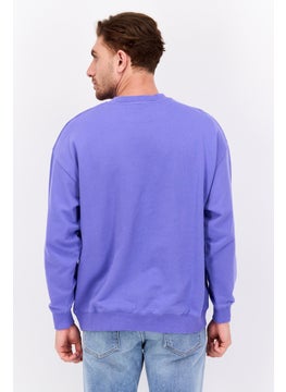 Wrangler Men Crew Neck Long Sleeve Brand Logo Sweatshirt, Purple  - Image 2