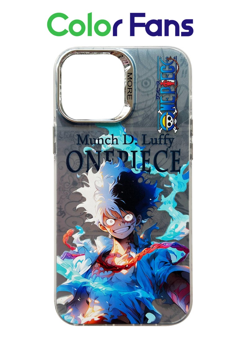 Color Fans - Case for iPhone 14 Pro Max Electroplated Fluorescent Laser Phone shell with Nica Luffy Pattern - Image 1
