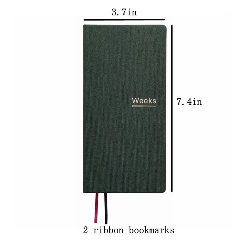 receip Undated Weekly Planner Notebook Pocket Organizer Appointment Book Journal Notebook A6 Week Plan Notepad (Dark Green) - Image 2