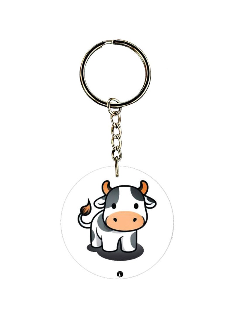 Double Sided Cow Printed Keychain