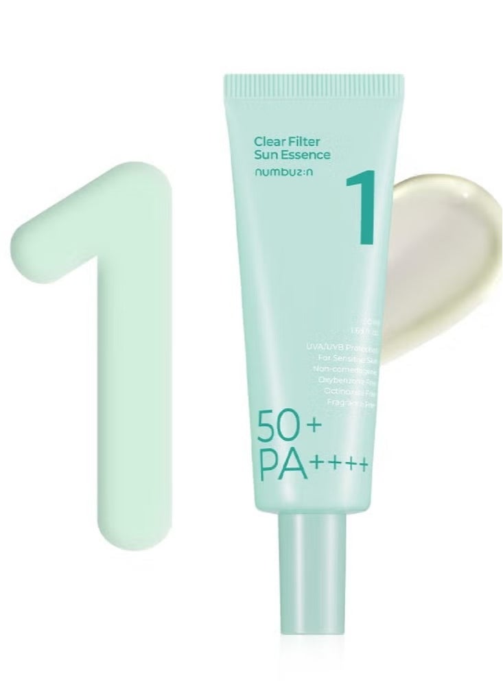 numbuzin Numbuzin No.1 Transparent Filter Essence Sunscreen - Hydrating, Refreshing, and Lightweight with No White Cast | Korean Skincare,50ml  - Image 1