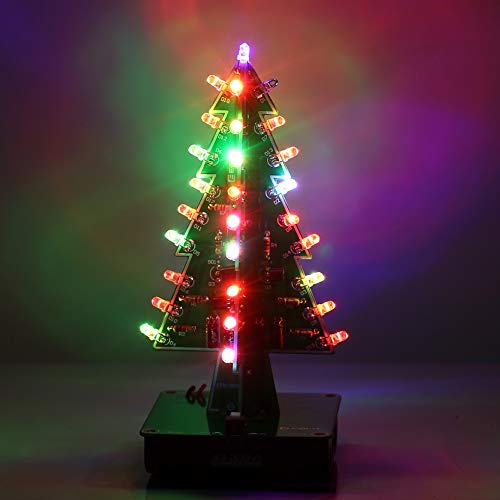 IS Christmas Tree Soldering Project, Icstation 3D Xmas Tree Soldering Kit with LED Flashing Lights Soldering Practice 7 Colors DIY Electronic Assemble Kit for Learning Teaching STEM Educational - Image 3