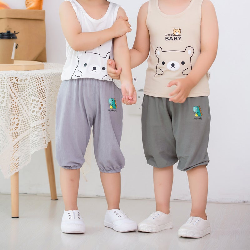 Summer Children's Beach Pants Children's Anti-mosquito Pants Breathable Thin Cropped Quick-drying Thin Children's Pants for Boys and Girls Summer - Image 3