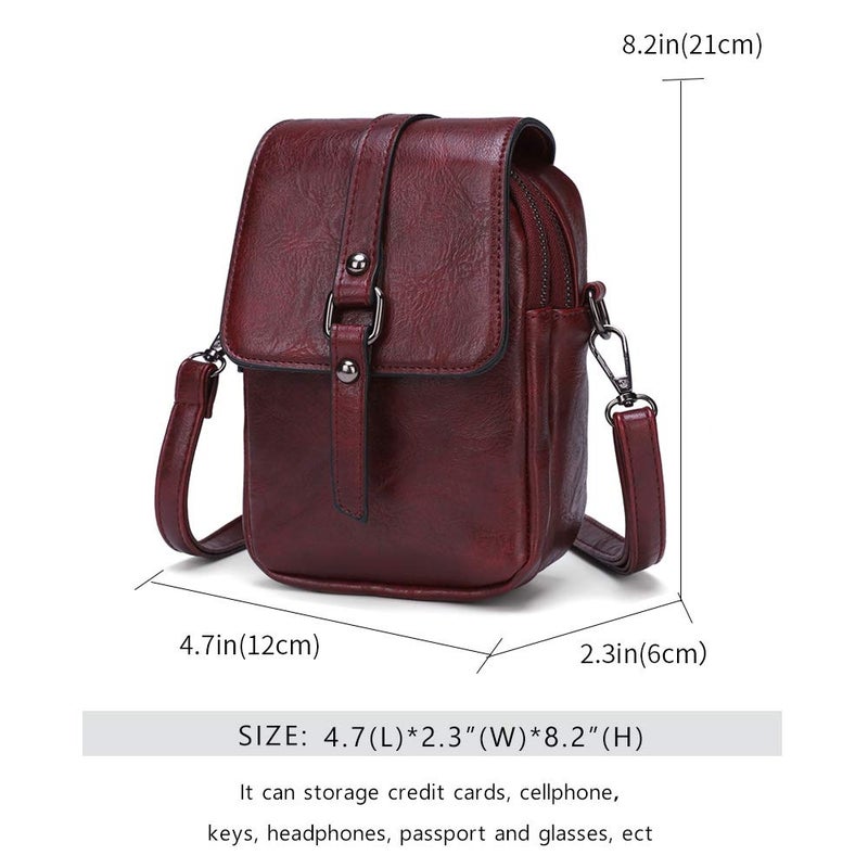 My Friday myfriday Vintage Crossbody Phone Bag for Women, Small Leather Shoulder Purse and Handbag with Tassel&Rivet Decoration - Image 2