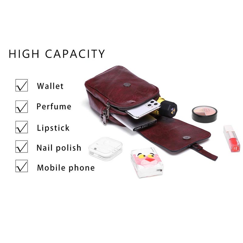 My Friday myfriday Vintage Crossbody Phone Bag for Women, Small Leather Shoulder Purse and Handbag with Tassel&Rivet Decoration - Image 3