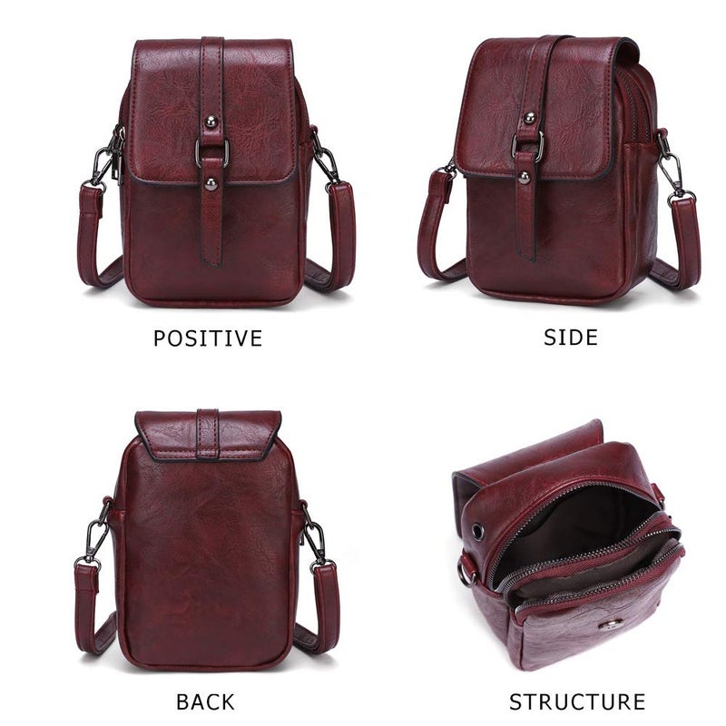 My Friday myfriday Vintage Crossbody Phone Bag for Women, Small Leather Shoulder Purse and Handbag with Tassel&Rivet Decoration - Image 5