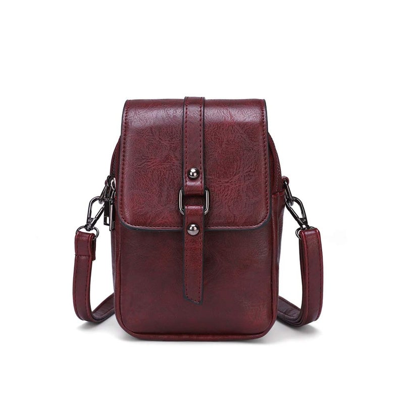 My Friday myfriday Vintage Crossbody Phone Bag for Women, Small Leather Shoulder Purse and Handbag with Tassel&Rivet Decoration - Image 1