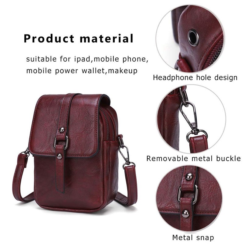 My Friday myfriday Vintage Crossbody Phone Bag for Women, Small Leather Shoulder Purse and Handbag with Tassel&Rivet Decoration - Image 4